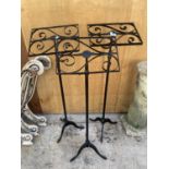 A GROUP OF THREE VINTAGE WROUGHT IRON MUSIC STANDS
