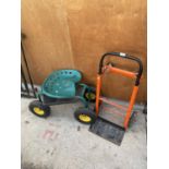 A FOLDING SACK TRUCK AND A WHEELED GARDEN SEAT