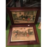 TWO OAK FRAMED TUDOVICI PICTURES SIGNED - ONE WITH GLASS BROKEN