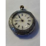 A CONTINENTAL ANTIQUE LADIES 935 SILVER POCKET WATCH