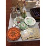 A SELECTION OF FIGURES, CERAMIC WARE AND TWO STUDIO POTTERY PLAQUES ONE SIGNED GUILLEN R.D