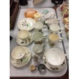 A NUMBER OF CERAMIC MUGS, SOUP DISHES AND A TEAPOT