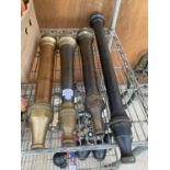 FOUR VINTAGE BRASS AND COPPER FIRE HOSE FITTINGS
