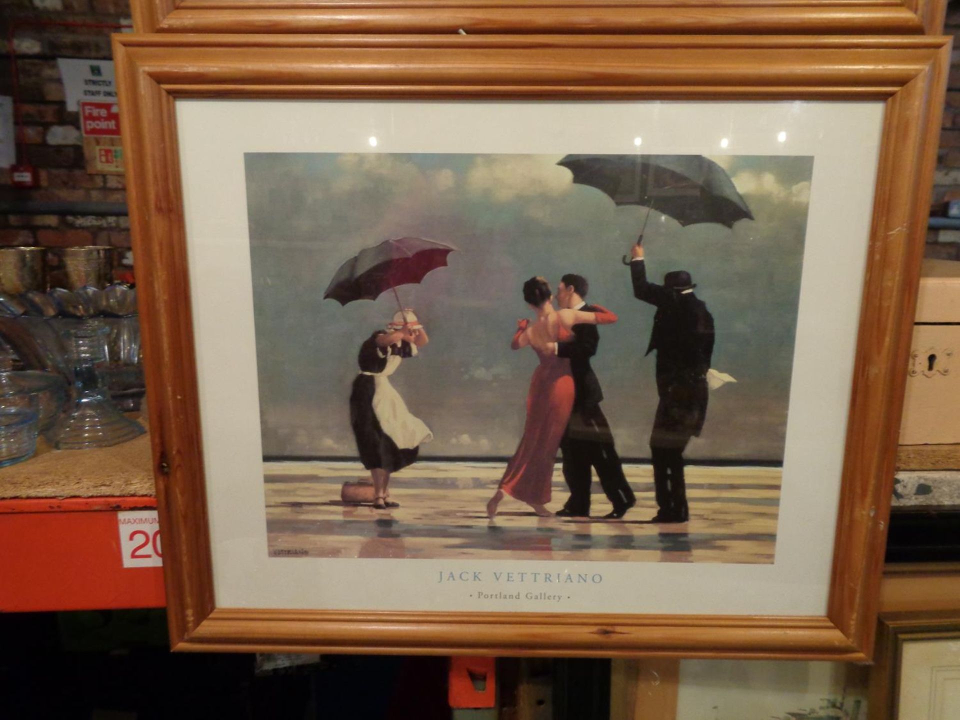 TWO FRAMED PRINTS BY JACK VETTRIANO DEPICTING SCENES OF PEOPLE DANCING ON A BEACH - Image 2 of 3