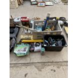AN ASSORTMENT OF ITEMS TO INCLUDE BATHROOM TAPS, LIGHT FITTINGS AND MATCHBOX MODEL CARS ETC