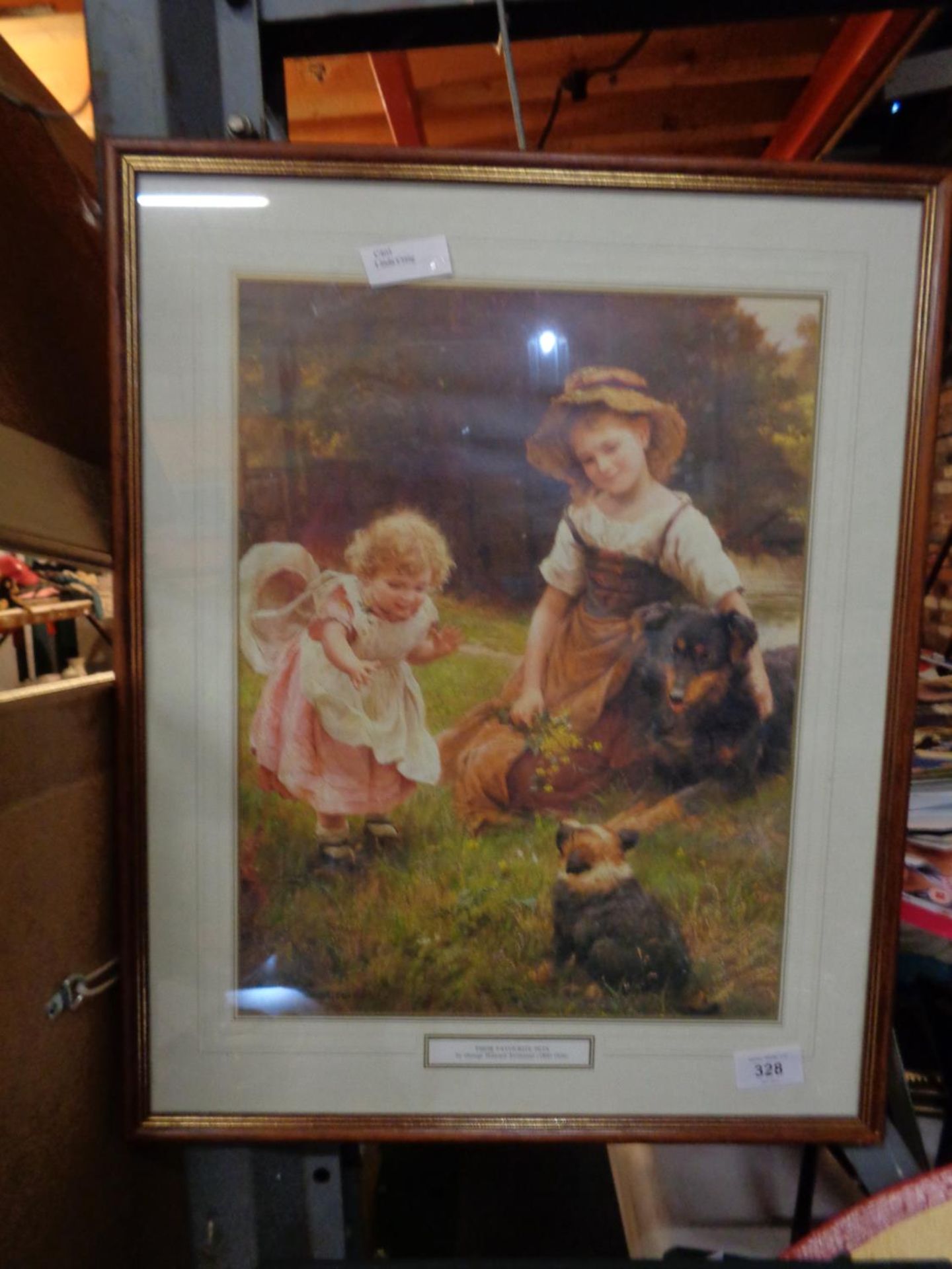 A FRAMED PRINT OF 'THEIR FAVOURITE PETS'