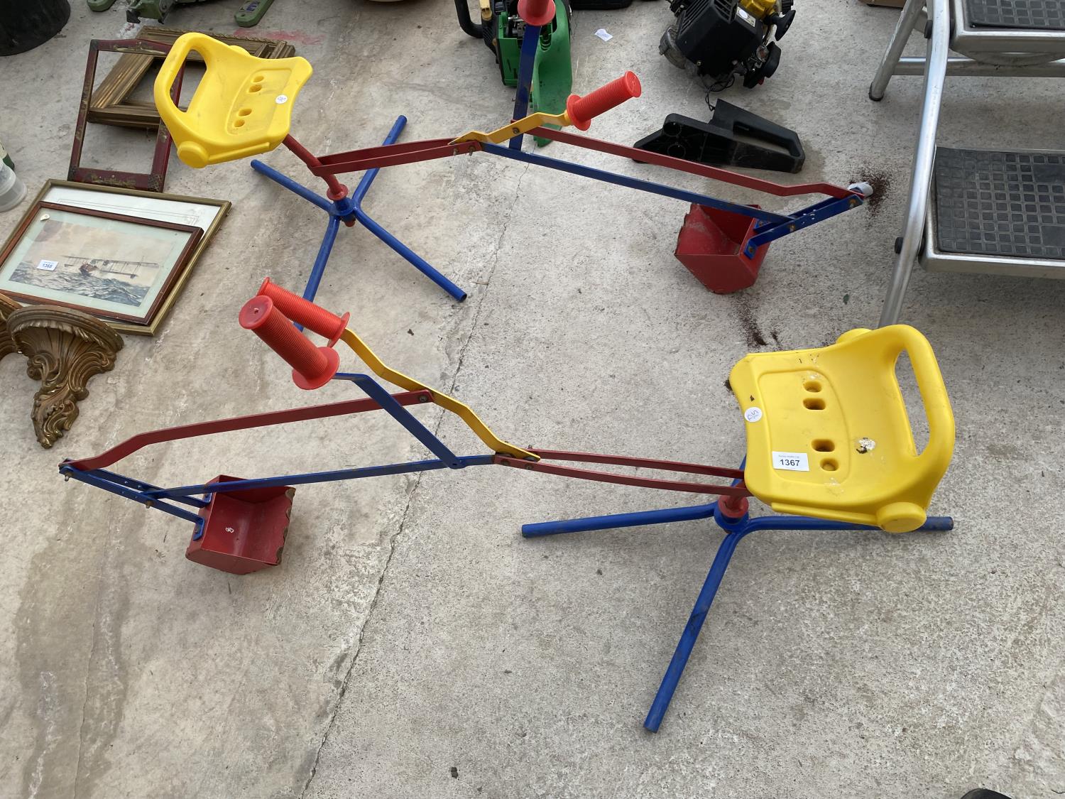 A PAIR OF CHILDRENS METAL DIGGER TOYS