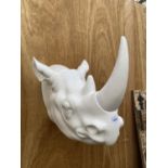 A WALL MOUNTED RESIN RHINO HEAD