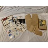 TWO BOXES AND VARIOUS ENVELOPES CONTAINING GB AND WORLD STAMPS