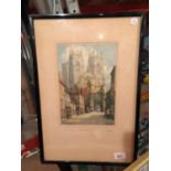 A SIGNED PRINT OF BOOTHAM BARAND THE MINSTER, YORK, SIGNED GEO. H. DOWNINE
