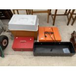 AN ASSORTMENT OF STORAGE CONTAINERS AND A PLANTER ETC
