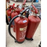 A COLLECTION OF SIX FIRE EXTINGUISHERS