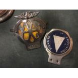A VINTAGE CHROME 'AA' CAR BADGE, NUMBER 067478, AND A FURTHER VINTAGE CHROME 'DDA' DISABLED