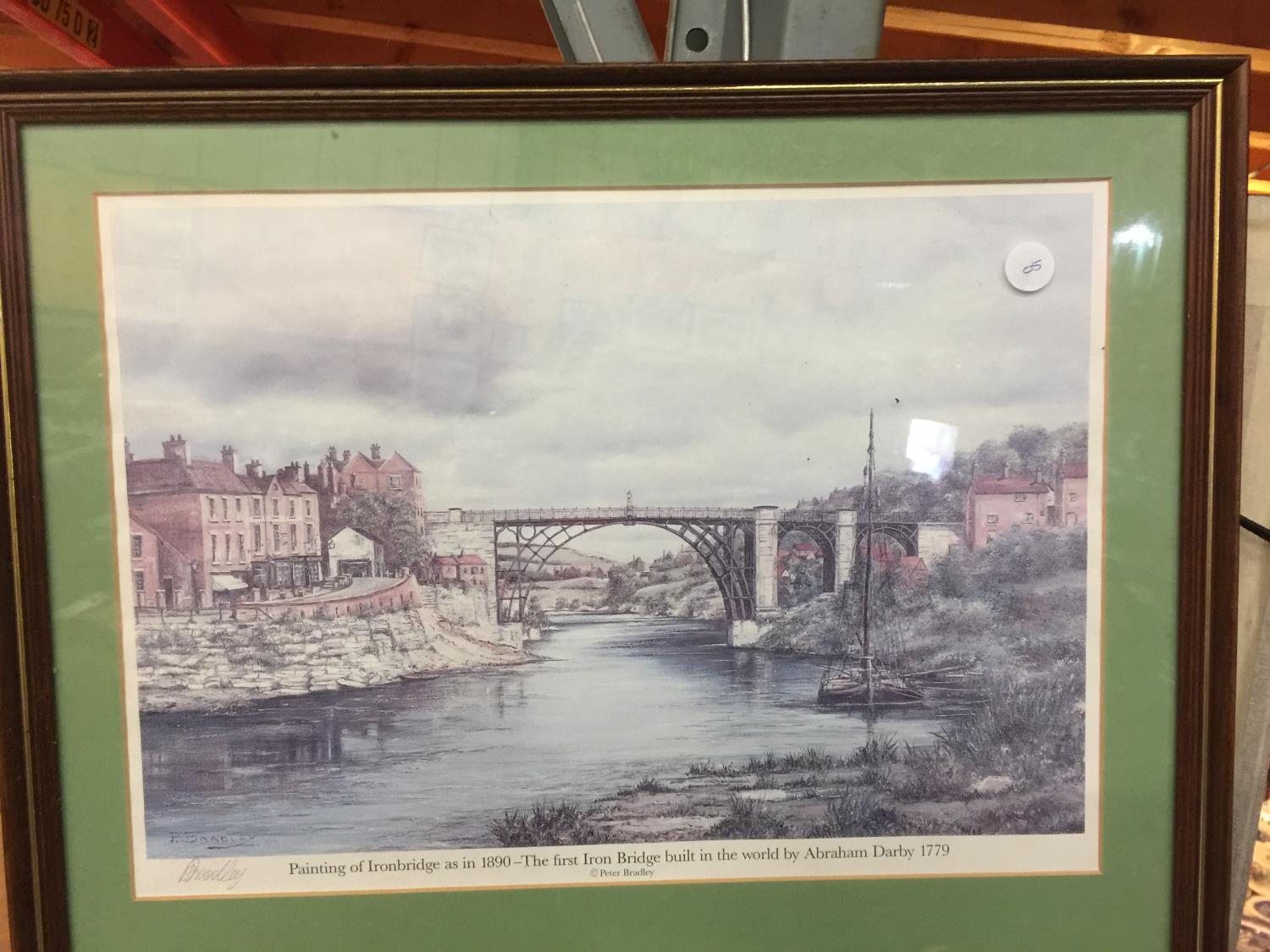 A FRAMED LIMITED EDITION PRINT OF IRONBRIDGE SIGNED PETER BRADLEY - Image 2 of 3