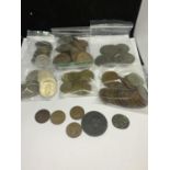 A LARGE QUANTITY OF ENGLISH COINAGE TO INCLUDE THREE PENCE, HALF PENNY, ONE AND TWO SCHILLINGS ETC