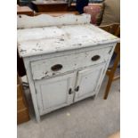 A PAINTED VICTORIAN SIDE CABINET, 31" WIDE