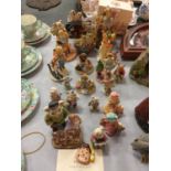 A QUANTITY OF RESIN FIGURES TO INCLUDE, PIGS, CATS, CLOWNS, CHILDREN, ETC. INCLUDES COALPORT