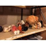A COLLECTION OF VINTAGE SOFT TOYS TO INCLUDE A CHAD VALLEY TEDDY BEAR, DOGS, DOLLS, ETC