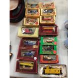 A QUANTITY OF BOXED DIECAST VEHICLES TO INCLUDE, MATCHBOX AND LLEDO, ALSO A UNION PACIFIC TRAIN