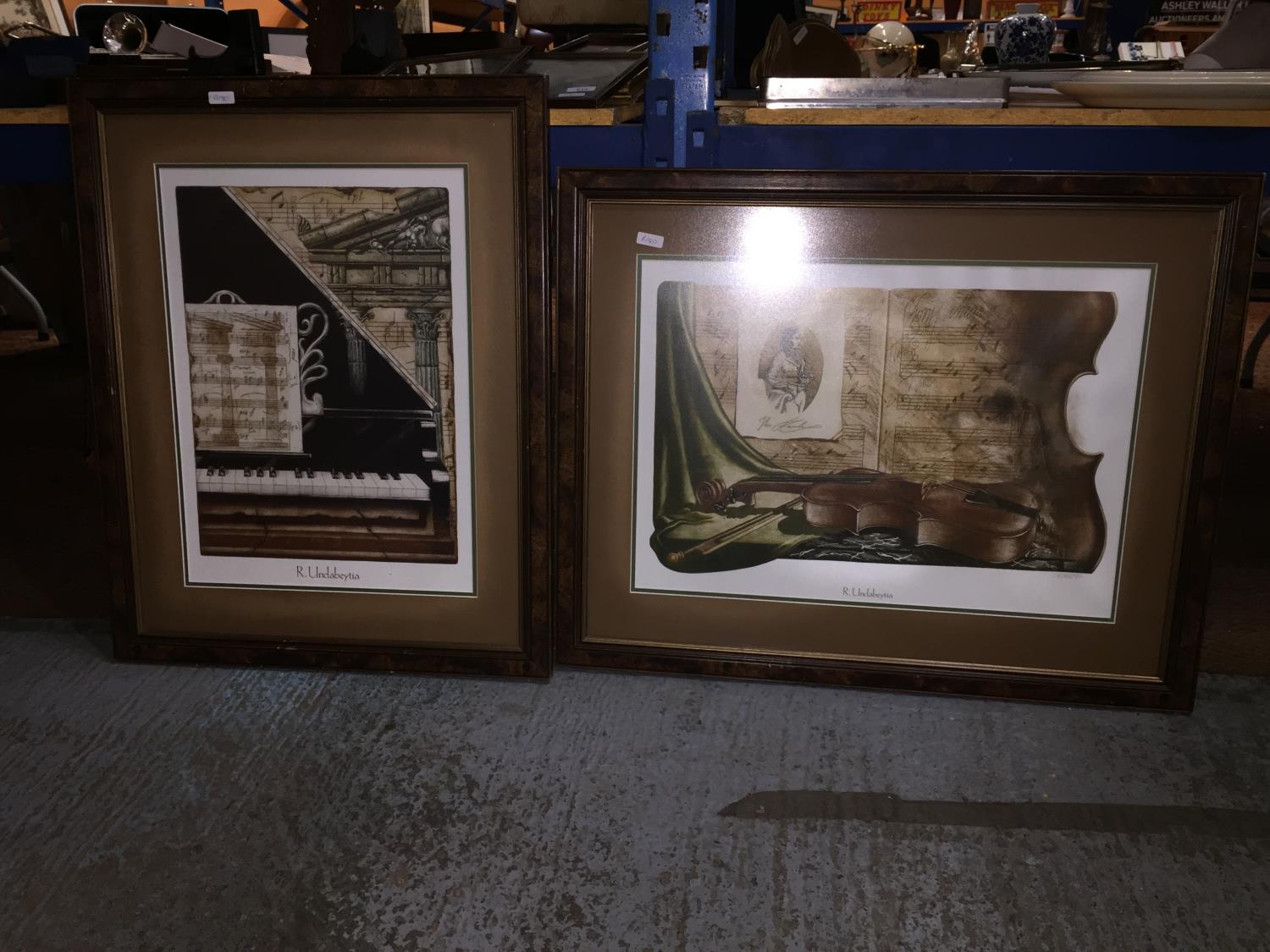 TWO WOODEN FRAMED, MUSIC THEMED, 'R. UNDABEYTIA' PRINTS - Image 2 of 2
