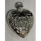 A MARKED SILVER HEART SHAPED PERFUME BOTTLE PENDANT