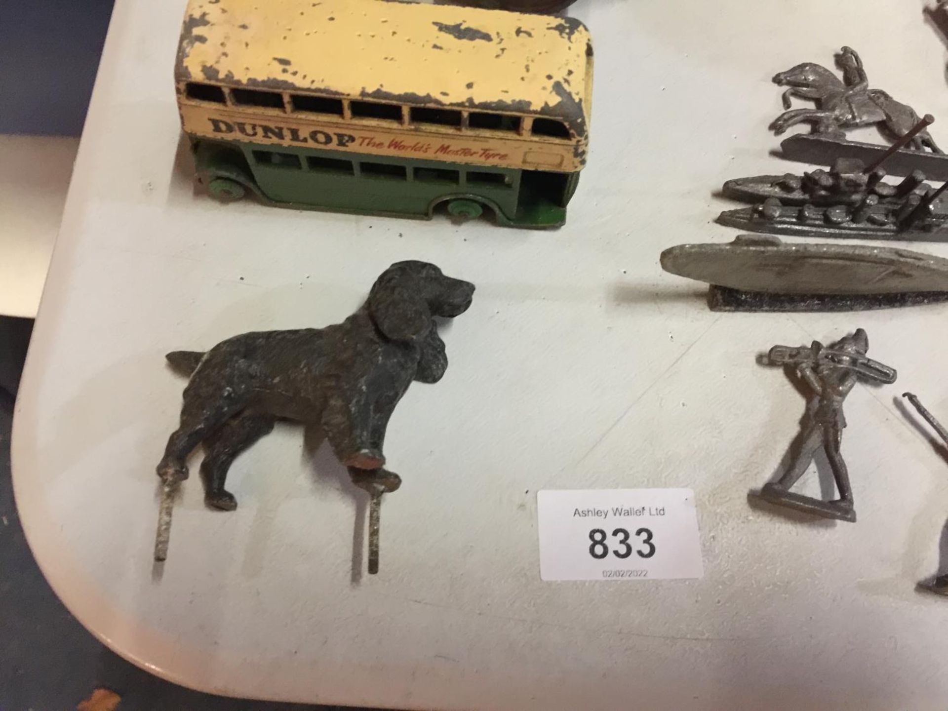 VARIOUS LEAD MILITARY TOYS, VINTAGE STEAM ROLLER, DINKY TOYS DOUBLE DECKER BUS ETC. - Image 4 of 5