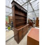 A LATE VICTORIAN DRESSER WITH PLATE RACK, 60" WIDE