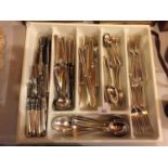 A COLLECTION OF SILVER PLATED FLATWARE TO INCLUDE 61 PIECES OF VINTAGE MAPPIN AND WEBB SILVER