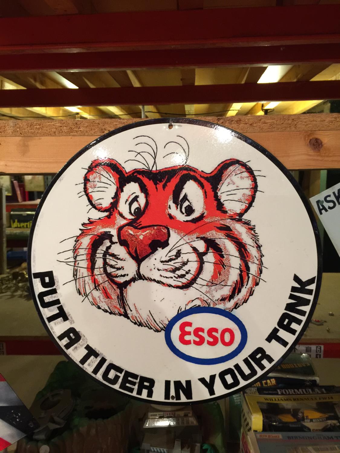 A ROUND ESSO TIGER METAL SIGN