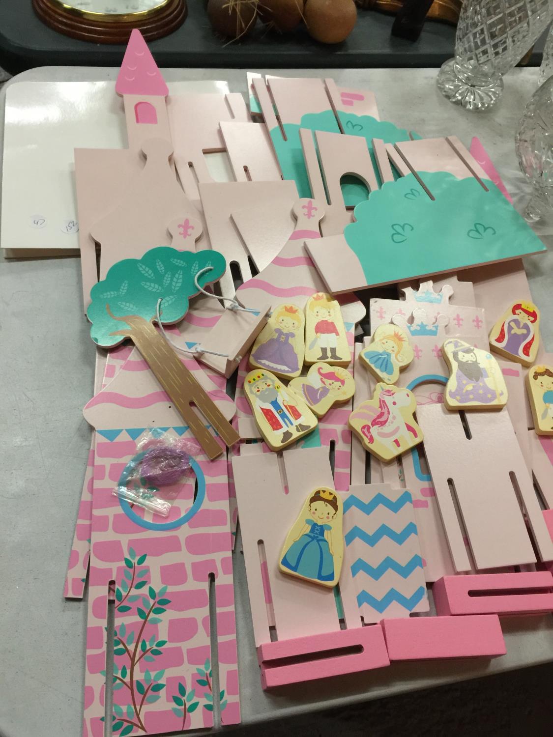 A CHILD'S WOODEN PRINCESS AND CASTLE SET WITH ASSEMBLY INSTRUCTIONS - Image 2 of 3