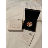 REMEMBRANCE DAY 2015 , ALDERNEY , £5 SILVER PROOF PIEDFORT COIN . COA ENCLOSED