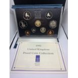 A 1992 ROYAL MINT UNITED KINGDOM NINE COIN PROOF COLLECTION SET IN A PRESENTATION FOLDER