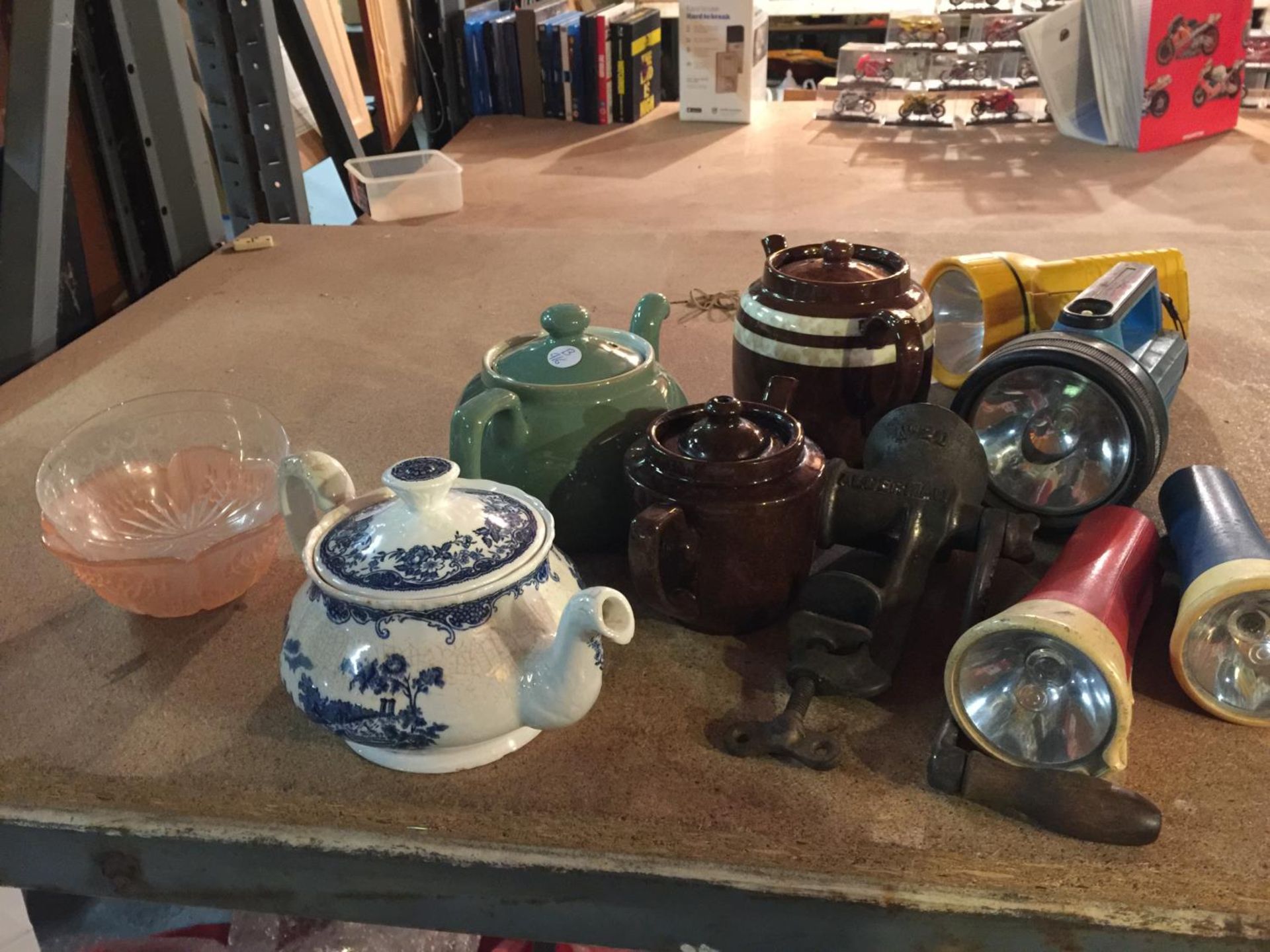 FOUR TEAPOTS TO INCLUDE, DENDBY, PRICES, ROYAL TUDOR WARE, TORCHES, A MINCER, ETC - Image 2 of 4