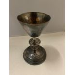 A WHITE METAL POSSIBLY SILVER CHURCH CHALICE