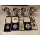 A COLLECTION OF HORSE SHOEING MEMORABILIA TO INCLUDE THREE HALLMARKED LONDON TROPHIES, A