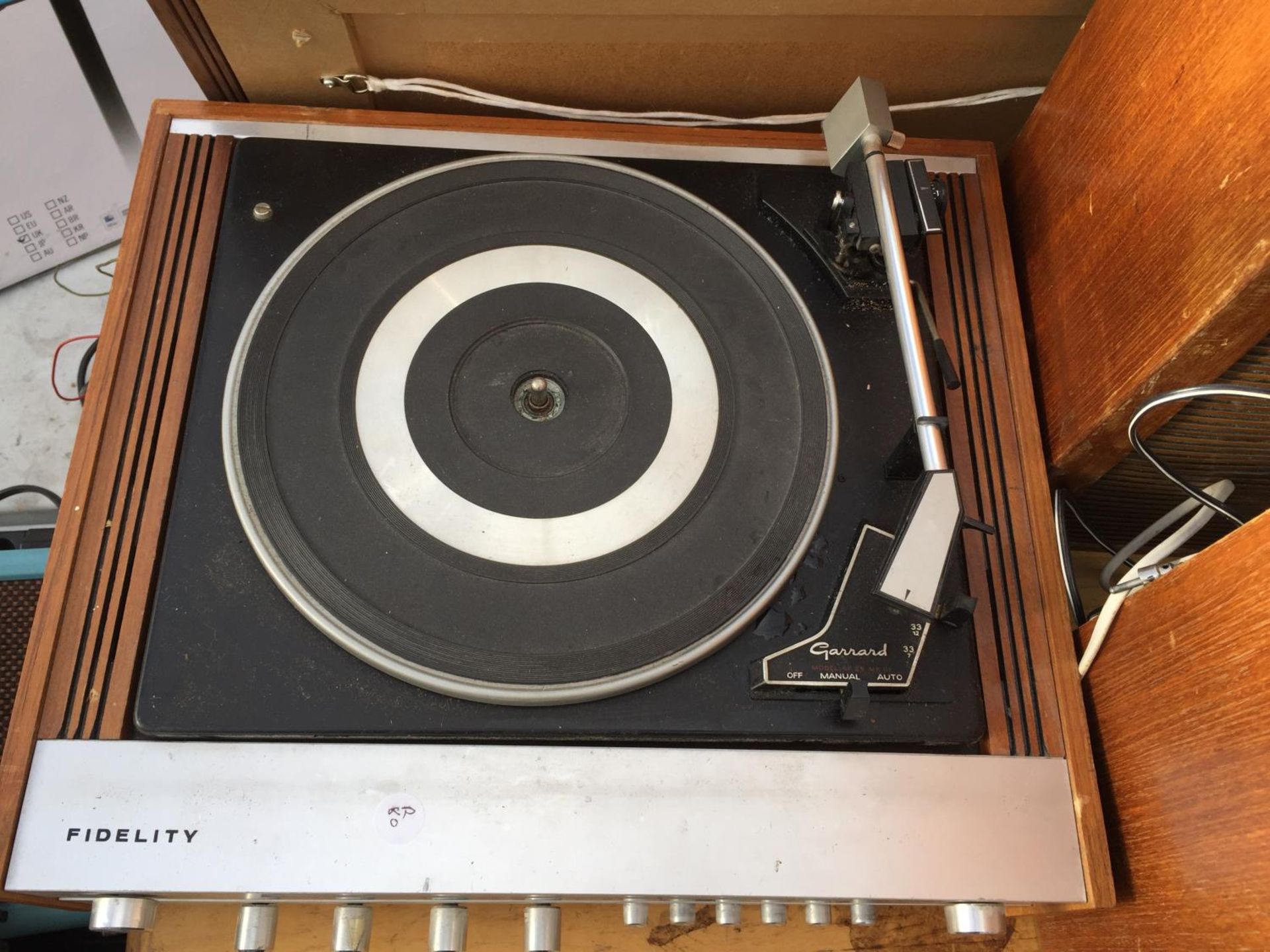 A GARRARD FIDELITY RECORD PLAYER AND TWO WOODEN CASED SPEAKERS - Image 3 of 5