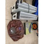 AN ASSORTMENT OF ITEMS TO INCLUDE TWO HEATERS, AND AN AIR BED ETC