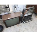 A RETRO TELEVISION AND AN ELECTRIC HEATER