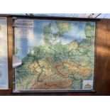 A LARGE WALL HANGING MAP OF DANEMARK, NIERDLANDE UND BELGIEN