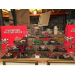 A COLLECTION OF DEAGOSTINI MOTORBIKES IN DISPLAY BOXES TO INCLUDE, HONDA VTR1000, SUZUKI RG500,