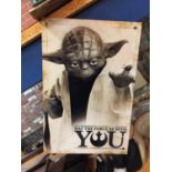 A METAL 'MAY THE FORCE BE WITH YOU' SIGN