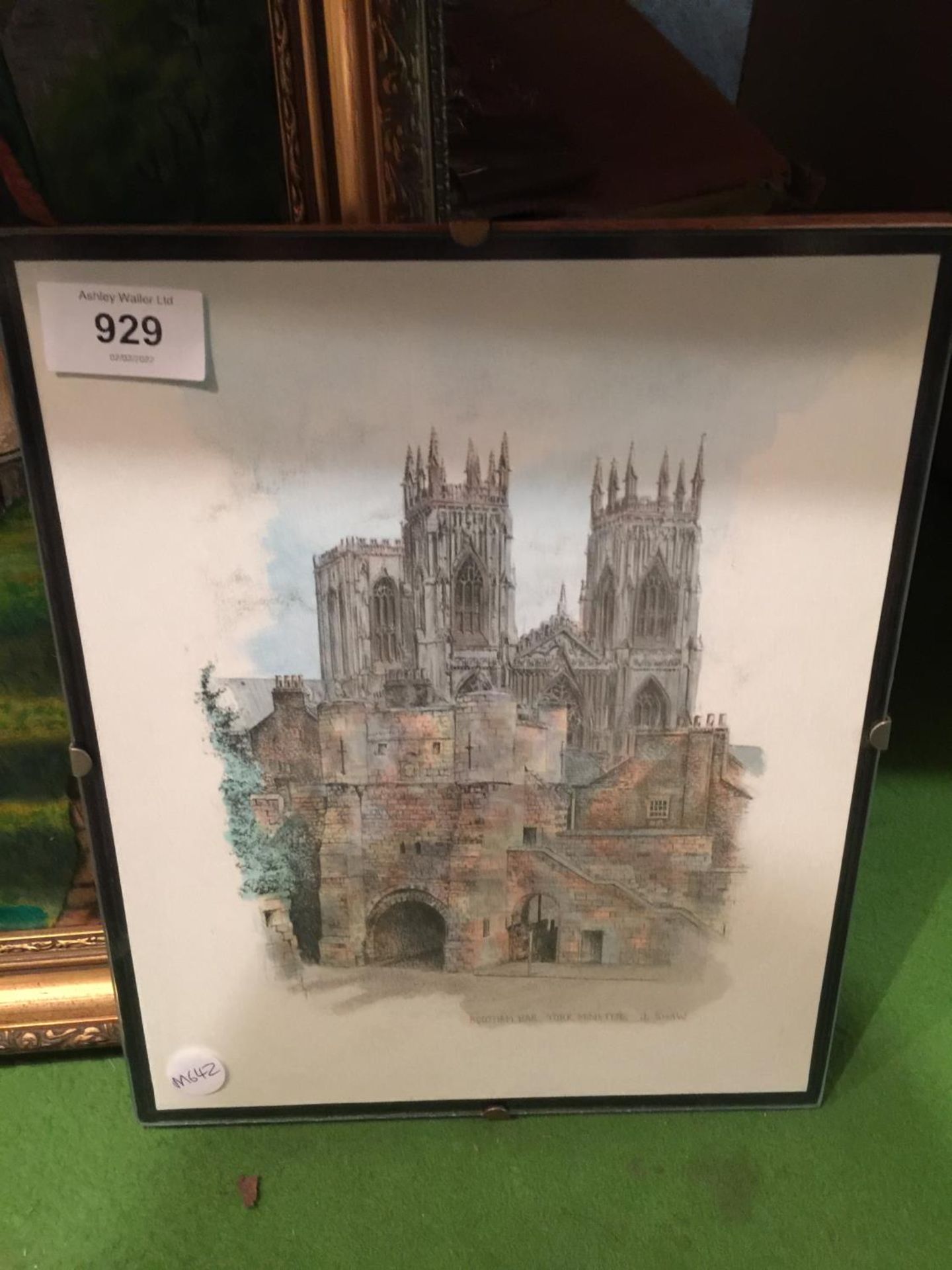 TWO OIL ON BOARD PAINTINGS OF A A CHURCH AND A BUNGALOW AND A PRINT OF YORK MINSTER - Image 3 of 4