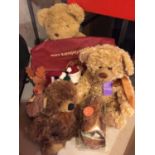 A COLLECTION OF CUDDLY TOYS TO INCLUDE TEDDY BEARS, ETC.