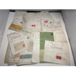 VARIOUS VINTAGE 1930s DOCUMENTS WITH AGE RELATED POSTAGE STAMPS