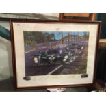 A FRAMED LIMITED EDITION PRINT 299/750 OF A BENTLEY INVINCIBLE - LE MANS 2003 BELIEVED TO BE