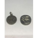 TWO SILVER MEDALS/MEDALLIONS