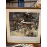 A FRAMED LIMITED EDITION PRINT 1/200 KEEP CALM AND CARRY ON CREWE STATION 1940 BY JOHN COWLEY SIGNED