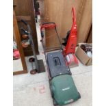 AN ASSORTMENT OF ITEMS TO INCLUDE A BISSELL VACUUM CLEANER, AN ELECTRIC LAWN MOWER AND A SACK TRUCK