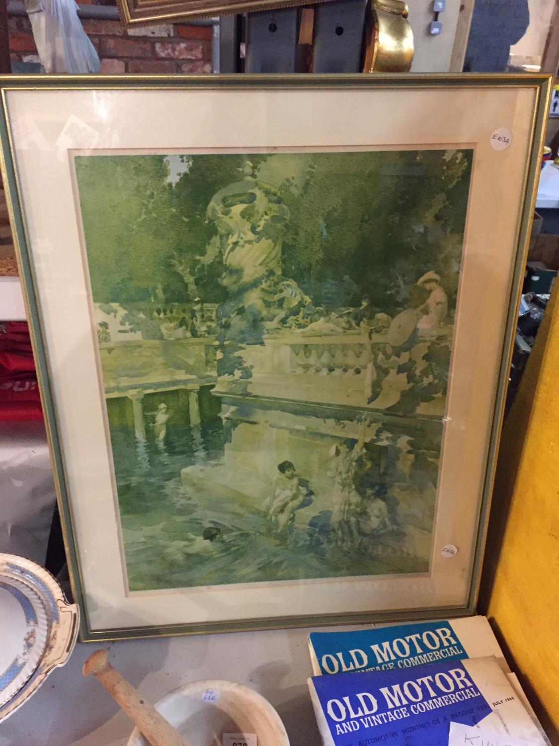 A FRAMED PRINT OF LADIES IN A LAKE, SIGNED RUSSELL FLINT - Image 2 of 4