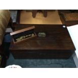 TWO ITEMS TO INCLUDE A ROSEWOOD LIDDED DOCUMENT BOX AND FURTHER WOODEN BOX CONTAINING A BOSUN'S